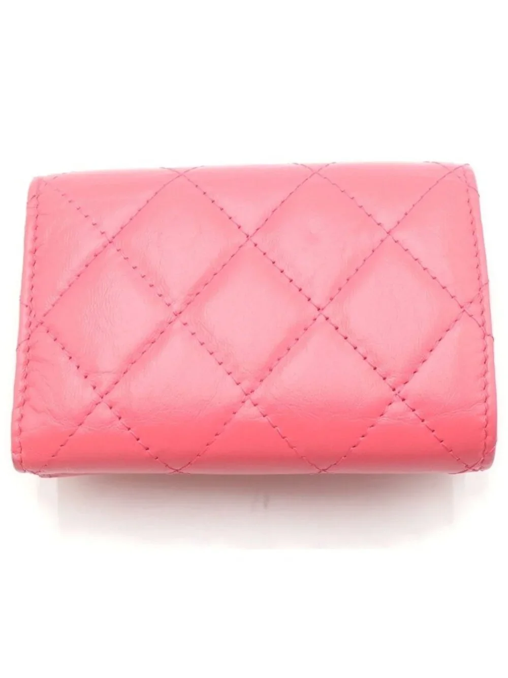 Chanel Quilted 2.55 Small Lambskin Flap Wallet Compact Trifold Pink